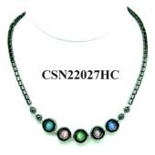 Assorted Color Cat's Eye Opal Beads Hematite Donut Pendant Chain Choker Fashion Necklace